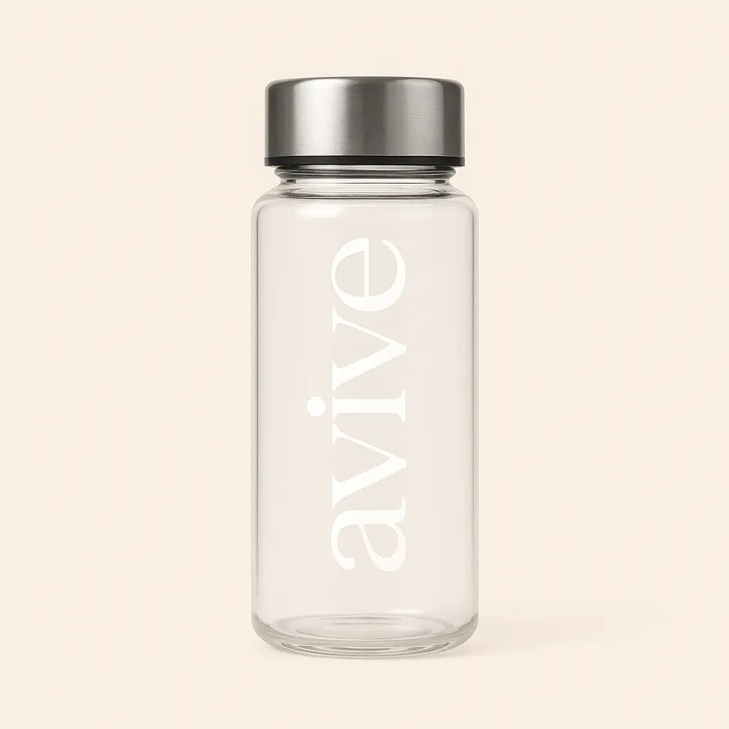 Glass Shaker Bottle Avive Hydration