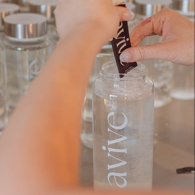 Glass Shaker Bottle Avive Hydration